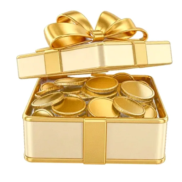 Gift box with coins — Fortunica