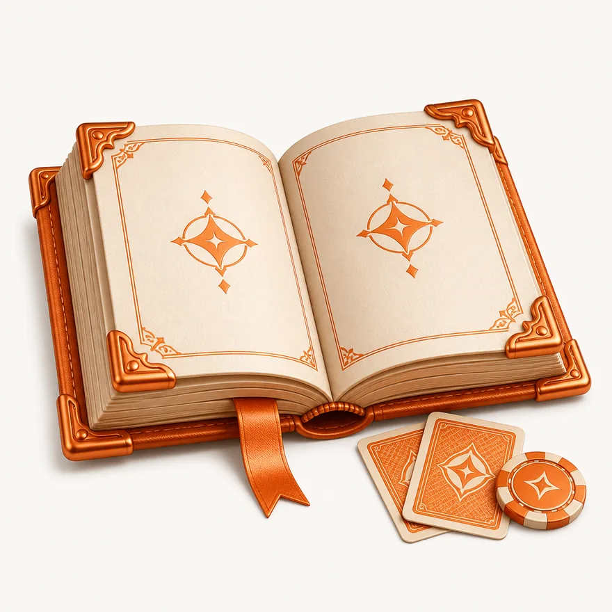 Open rulebook with cards — Fortunica
